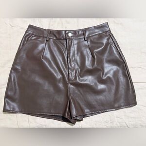 WET SEAL chocolate brown faux leather shorts - large